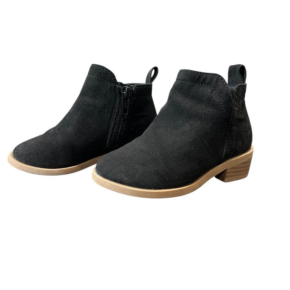 Wonder Nation Toddler Girls Ankle Boots Sz 8 Black Faux Suede Zipper Dressy